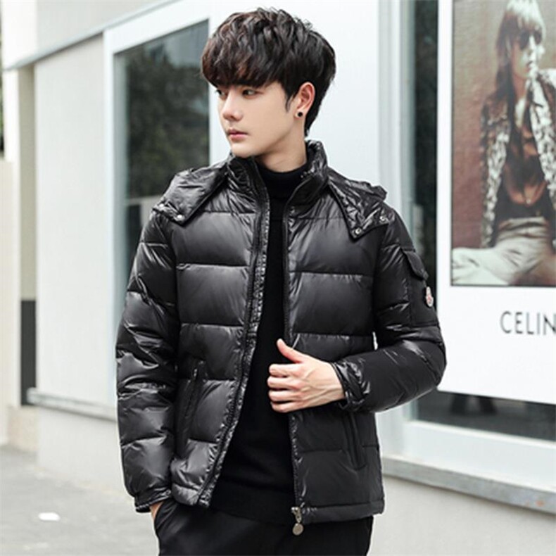 白鸭绒羽绒服短款连帽亮面冬季外套2025年潮牌潮流情侣装118-P80图片