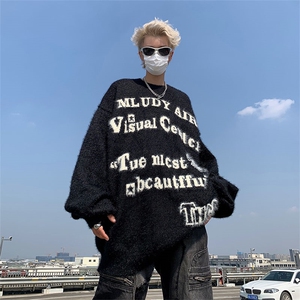 美式复古慵懒风软糯毛衣男秋冬款情侣宽松打底针织衫 M1614-P52图片