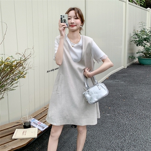 慵懒风蕾丝拼接T恤背心裙女2025夏季新款设计感连衣裙图片