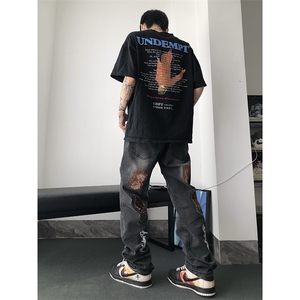 美式ins高街 hiphop小众刺绣牛仔裤货号K710P6588图片