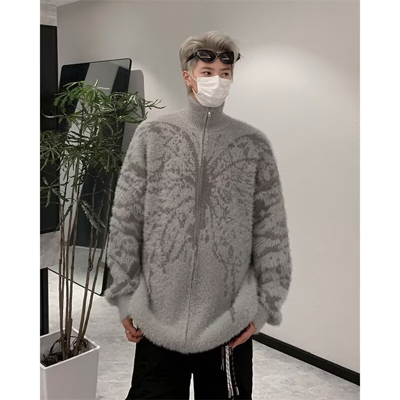 美式高领毛衣外套男秋冬季美拉德慵懒软糯针织开衫上MZ665-P62,男装针织衫/毛衣,星座412-3