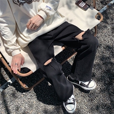 暗黑破洞牛仔裤男韩版潮流高街帅2024新款ins阔腿裤RK1943-P40，男装牛仔裤，星座412-3
