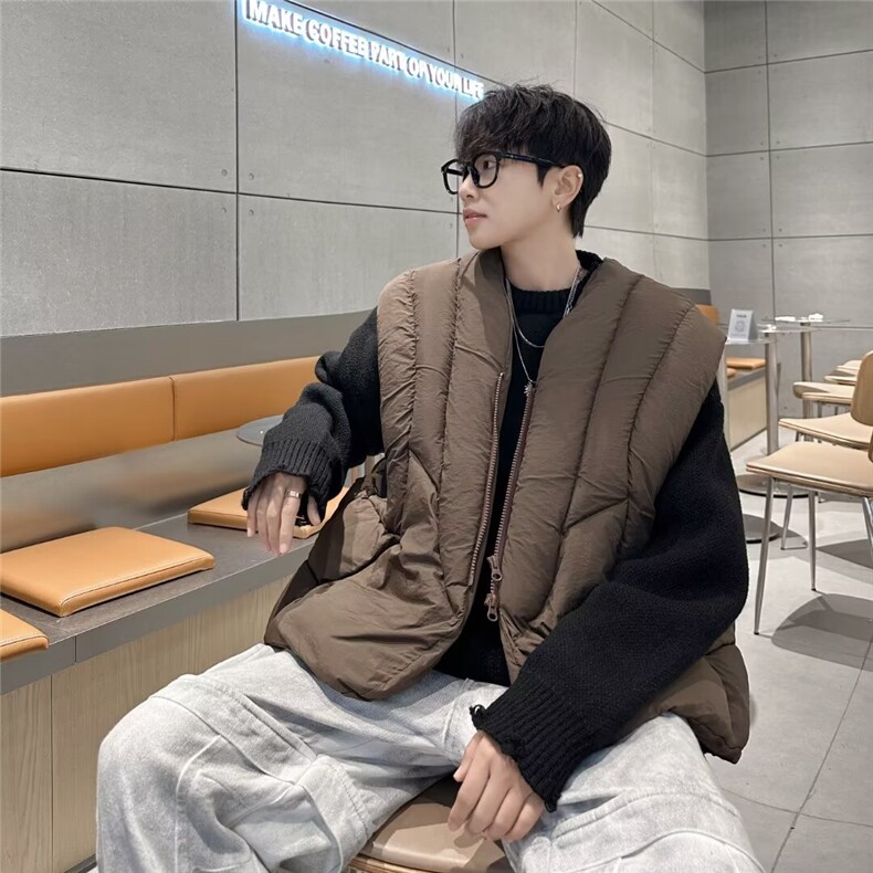 F588P68美式复古解构短款棉衣男款冬季潮牌外穿马甲棉服外,男装棉衣,星座512-6