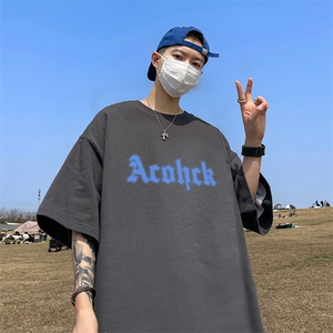 抖音得物二开现货供应220克夏装重磅美式高街宽松短袖t恤MT61图片