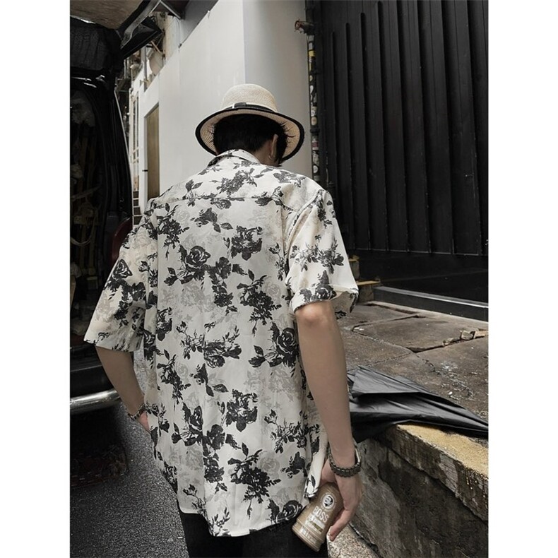 夏季黑玫瑰夏威夷冰丝衬衫ZC0110-特批28,男装衬衫,星座313A(原308A-2)