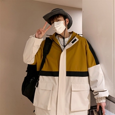 新款连帽冲锋衣夹克男撞色港风拼接潮流休闲外套JK2303-P68，男装夹克，星座717
