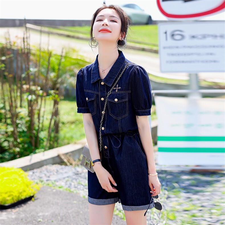小个子天丝牛仔连体裤女夏季2025新款时尚网红减龄薄款工装连体衣,女装套装/套裙,意芙