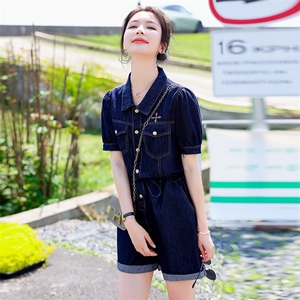 小个子天丝牛仔连体裤女夏季2025新款时尚网红减龄薄款工装连体衣图片