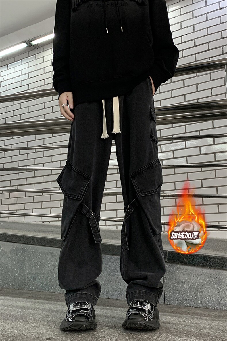 时尚高街多口袋法式新潮牛仔裤K670P70加绒K431P65不加绒,男装牛仔裤,电商A102B