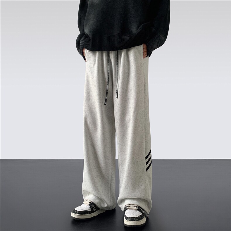 美式三条杠重磅卫裤宽松束脚运动休闲长裤M-5XLP40控58,男装休闲裤,电商B219B