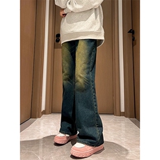 B221美式ins高街暗黑光版修身微喇牛仔裤LK23137-P55控78，男装牛仔裤，电商B221