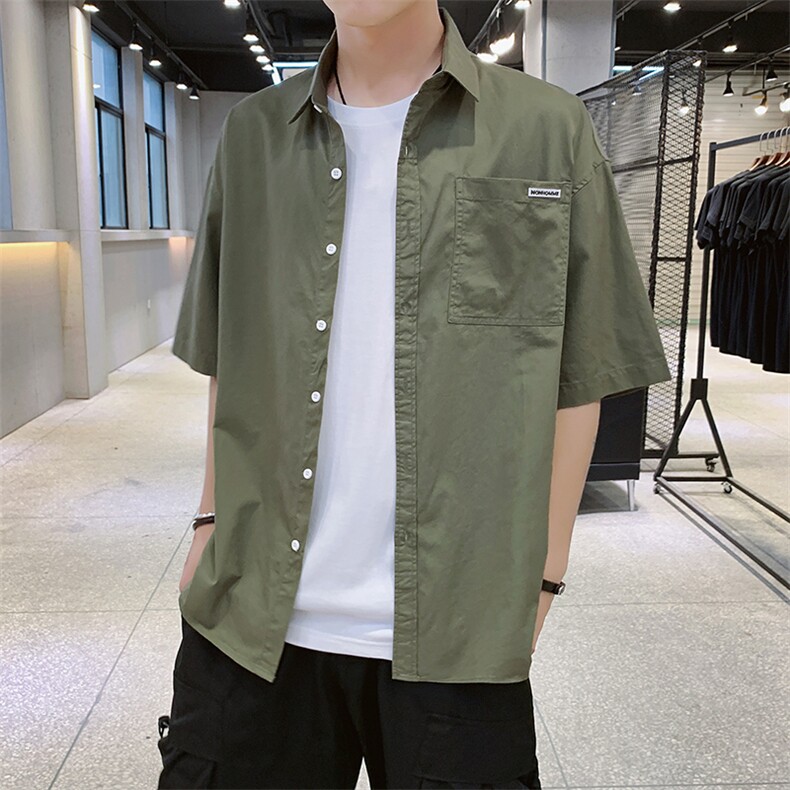 新款男士短袖衬衫潮流时尚衬衣服男夏季五分袖上衣服 DS421T图片