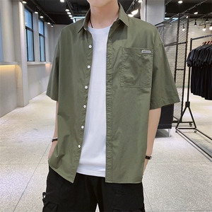 新款男士短袖衬衫潮流时尚衬衣服男夏季五分袖上衣服 DS421T图片
