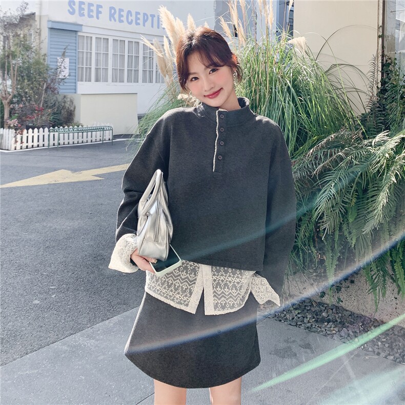 新款2026春季假两件蕾丝拼接外套6210-P160-K258,女装套装/套裙,2C057