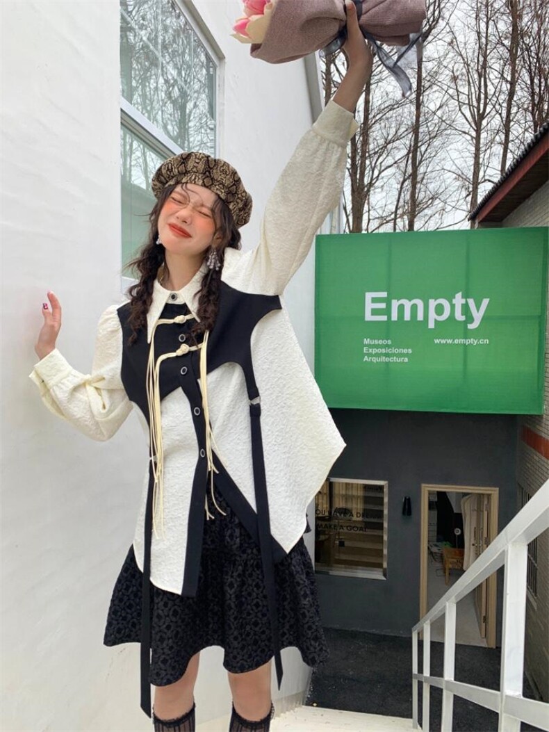 假两件拼接衬衫，女装衬衫，YOUER DENG