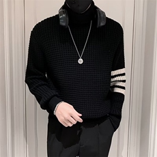 冬季男针织衫打底衫高领四条杠条纹修身套头百搭潮牌毛衣MY558，男装针织衫/毛衣，星座1116A-2（原606A-1）