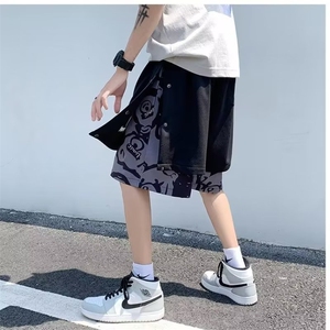 新款百搭无品牌时尚简约慵懒假两件排扣短裤男潮流夏季薄款宽文艺图片