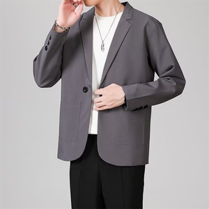 轻熟风一粒扣西服男潮韩版修身商务男装高级感西装外套春秋 X39图片