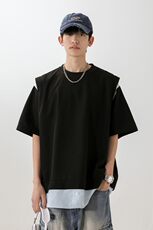 特批30无差价夏季新款时尚假两件短袖T恤-HT10159无影墙，男装T恤，电商A003