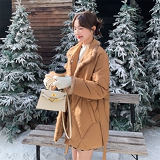 新款，，绗线显瘦拼毛毛羽绒服5582-P295-K448，女装羽绒服，2C305