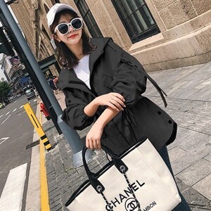 矮个子休闲风衣女短款2023秋装新款韩版卡其色中款显高春秋小外套,女装风衣,浙宝281