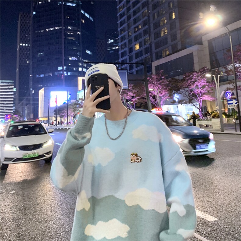 毛衣男ins港风冬新款套头宽松慵懒针织衫韩版潮流个性MZ742-P42,男装针织衫/毛衣,星座412-2