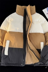 港风平铺新品冬季宽松情侣装撞色棉衣棉服冬装加厚外套D007-P90，男装棉衣，星座717