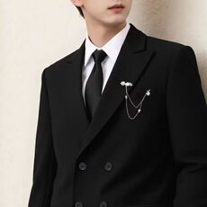 双排扣男士西装结婚礼服修身帅气黑色西服男韩版潮流英伦外套，男装西服套装，星座506A