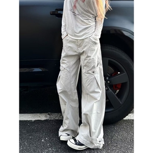 个性口袋工装休闲裤男女韩版潮流帅气2025秋冬ins长裤K6731-P53图片