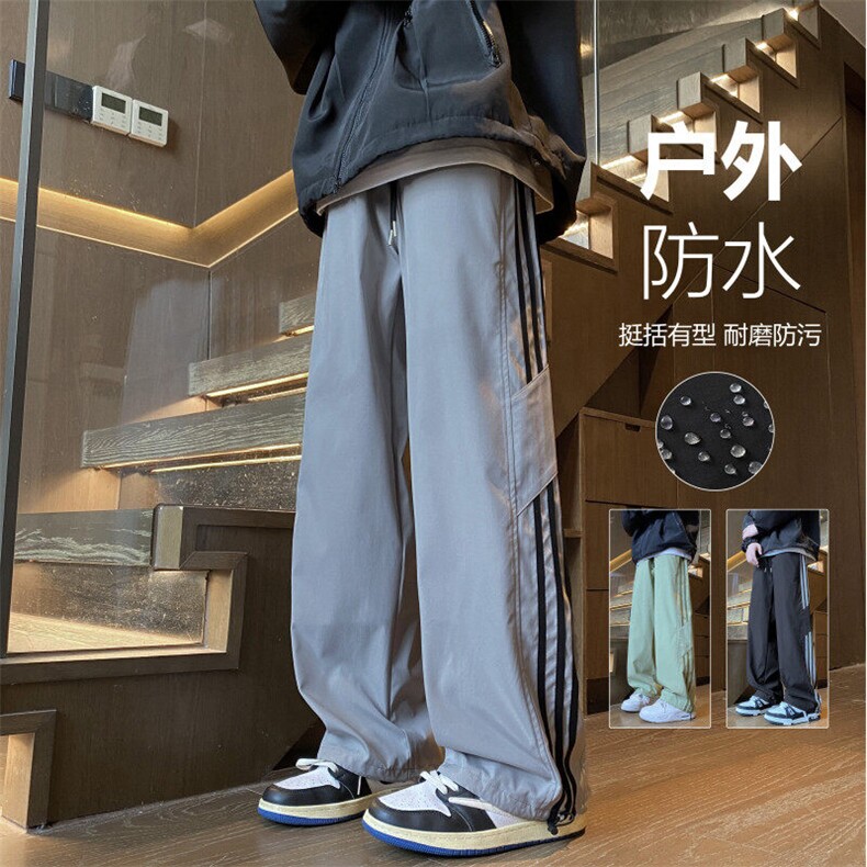 抖音品质春季新款潮流条纹设计宽松冲锋裤B315-K24315-特p35控68,男装休闲裤,电商B315