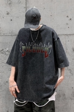 蜡染潮牌宽松短袖t恤美式复古高街水洗做旧517A-2-SX209-P38，男装T恤，星座517A-2