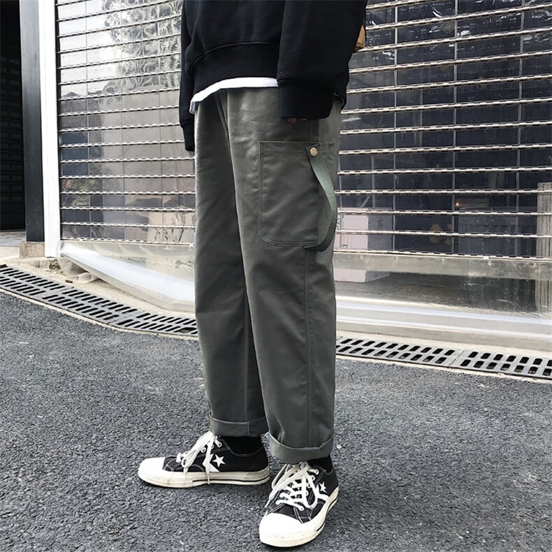 春季裤子男韩版潮流九分休闲裤潮牌ins直筒宽松阔腿裤2109-P45图片