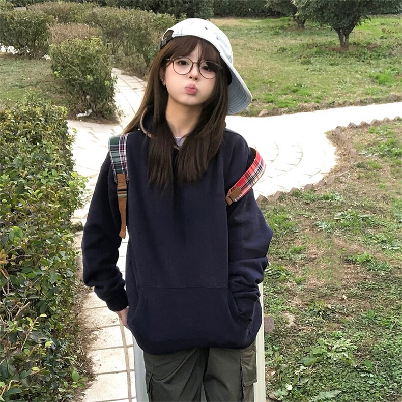 抖音得物高品质二开 25秋冬美式重磅宽松纯色连帽贝壳刺绣卫衣W63图片