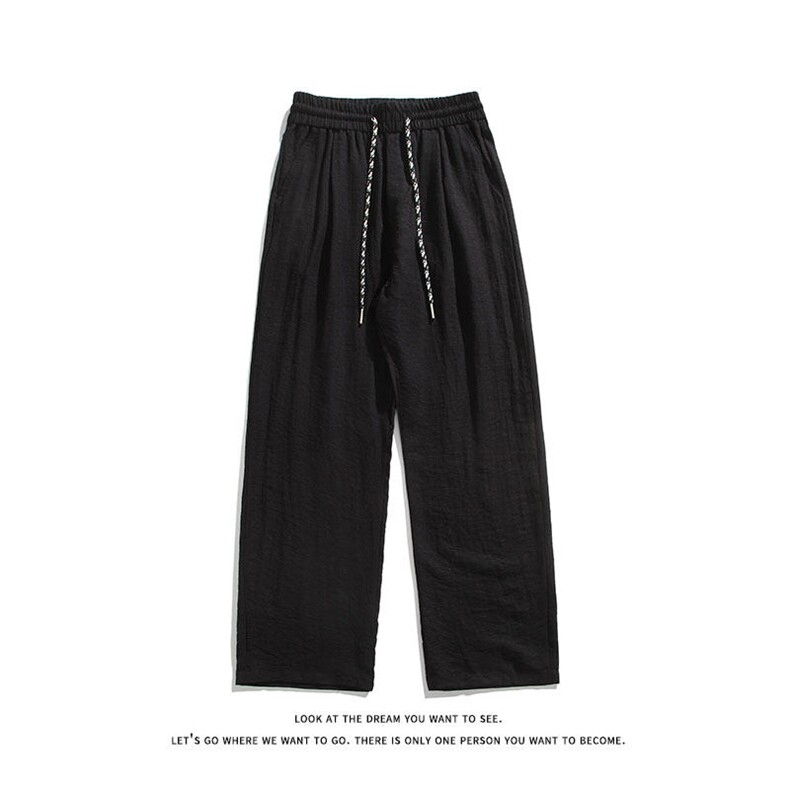 夏季亚麻透气简约纯色抽绳松紧腰宽松阔腿休闲长裤K8626-特价40,男装休闲裤,电商A007