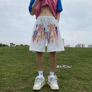 XZ616夏季新款冰丝网眼发泡星星短裤休闲五分裤TY867P35控48