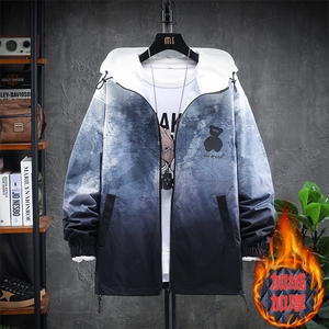7XL-M连帽棉衣男2023秋冬新款渐变色加厚棉服外套加肥加大码控118图片
