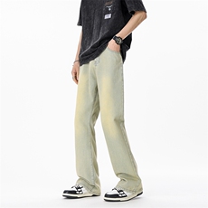 美式复古男女微喇牛仔裤日系百搭弯刀裤xz405-k2003-P5078，男装牛仔裤，星座405