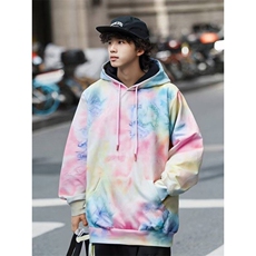 春秋季街头男女新款宽松外套上衣连帽扎染印花休闲卫衣WB419-P51，男装卫衣，星座412-2