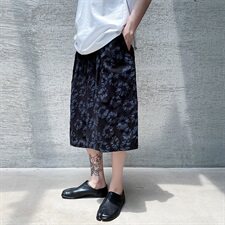 夏中国风亚麻七分裤男加肥大码民族裙裤夏季休闲阔腿裤子D605P65，男装休闲裤，星座312B-2