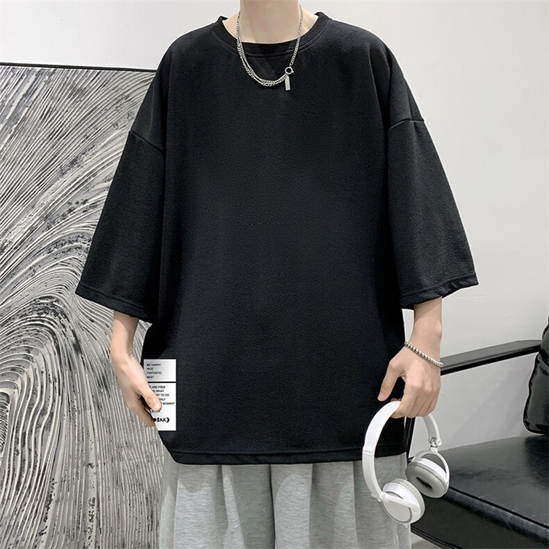 Q11045-P30春夏季七分袖t恤男大码五分袖男短袖中袖大皂风,男装T恤,电商A040