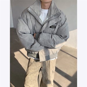 现货 扎染棉服美式短款面包服男冬季高街廓形棉衣外套 P108图片