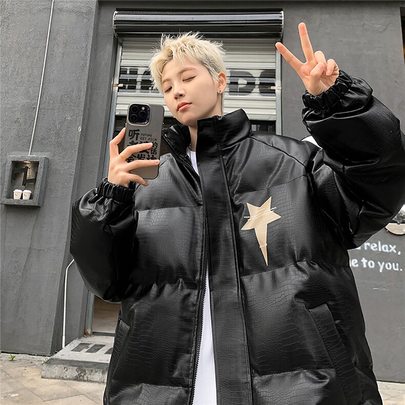 港风鳄鱼纹印花字母设计棉衣大码潮流休闲棉衣男MY77730P128控168，男装棉衣，星座227-7