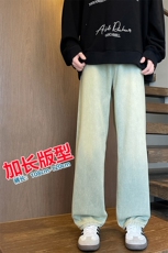 加长版裤子男高个子水洗微喇牛仔裤185cm110直筒KZ008P60加绒70，男装牛仔裤，电商B312