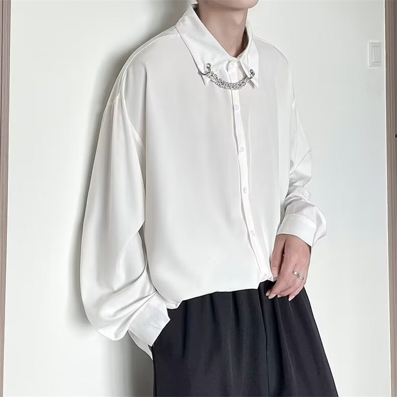 男春款宽松休闲衬衣项链带钻C634P36图片