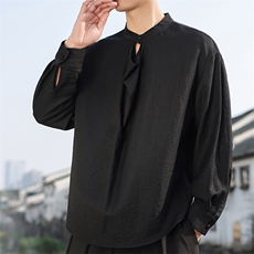 2026春季新中式唐装圆领棉麻衬风男装时尚衬衣衫C178-P65，男装衬衫，电商B277(原6028)