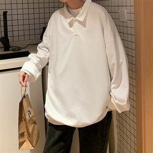 卫衣男春秋季2021新款潮牌ins港风POLO领上衣休闲宽松  W1459-P28图片