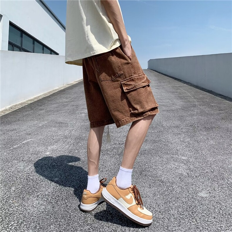 简约慵懒原宿新款牛仔工装短裤裤夏季潮流五分裤青春流行潮百搭男,男装牛仔裤,星座1013