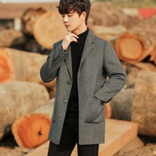 冬季毛呢大衣带内胆中长款英伦风青年韩版呢子双面呢外套1901P425，男装毛呢大衣，电商A355（原A415）