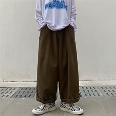 港风复古直筒工装裤秋冬季宽松阔腿休闲裤A383P40，男装休闲裤，星座1116-2