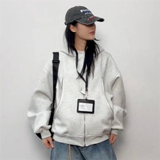 1506-1/MF161/P72男女同款港风宽松简约连帽开衫卫衣美式复古，男装卫衣，星座1506-1